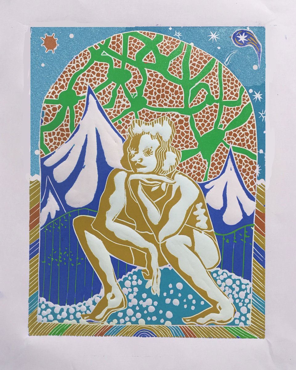 KateTimney's tweet image. New project in the works on themes of #consciousness and the #brain 🧠✴️☄️💥 #illustration # printmaking #davideagleman