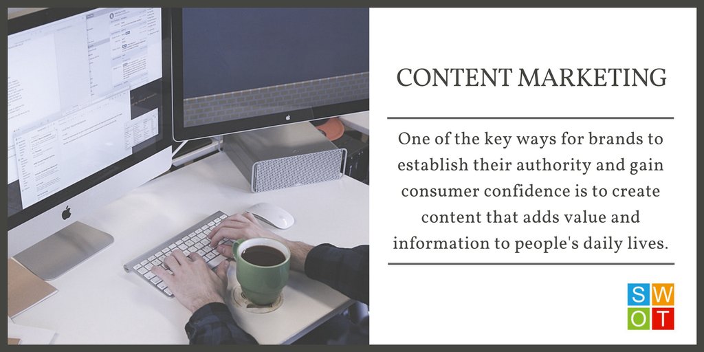 SWOTDigital's tweet photo. Attract targeted visitors to your site and generate more leads & sales with Content Marketing.
#ContentMarketing #DigitalMarketing #SWOTDigital https://t.co/oKDLVAPQm6