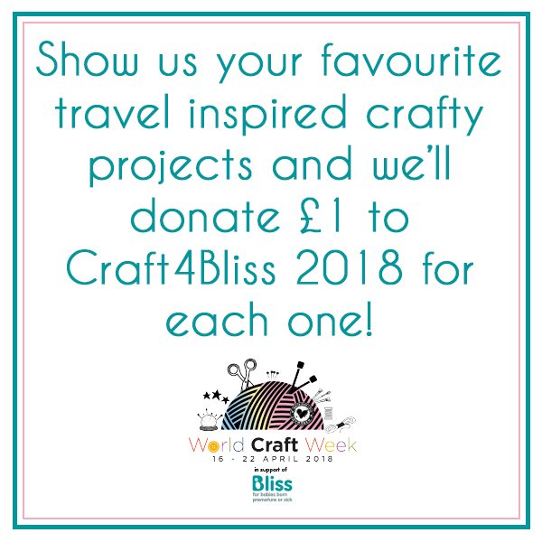 StitchtopiaUK's tweet image. So excited that it's #WorldCraftWeek🌍To celebrate, we want to see our followers' favourite travel inspired projects. As a thank you, we will donate £1 to Craft4Bliss 2018 for every pic (up to £250) - we really want to get to our £250 target by Fri, please help! @Blisscharity