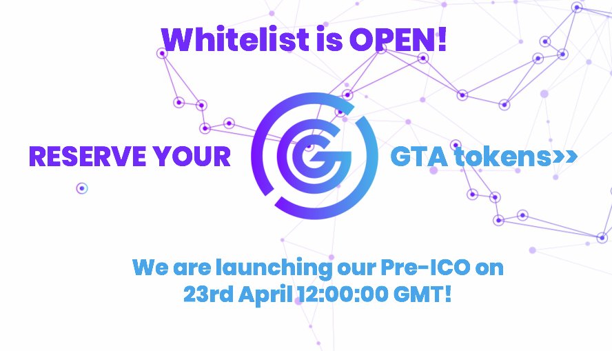 🔥The Gagapay Network WHITELIST is open!
Jump in to get the EARLY BIRD prices for the Pre-ICO funding stage that launches on 23rd April 12:00 GMT🔜
GET 40% more of GTA compared to Crowdsale price

Read the rules on how to participate in the Whitelist here: goo.gl/8s9JJh