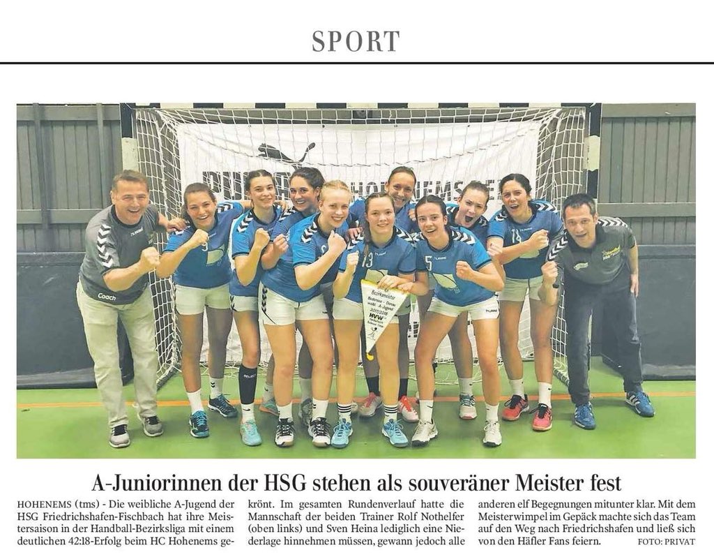 HSG_FF's tweet photo. Was für eine Leistung von unseren A-Mädels in der #bezirksliga. Wir sind sehr stolz auf euch! Und so berichtet @Schlichte_Info heute für die @SZ_FN darüber. #handball #hsgff https://t.co/UaIMe7k3um