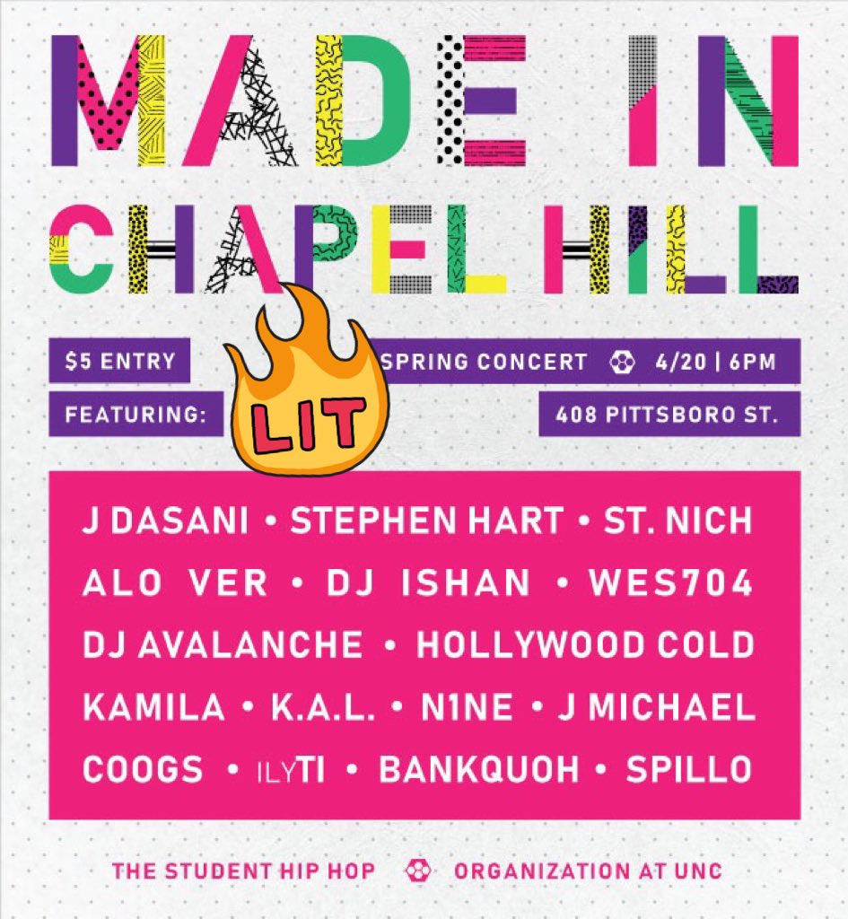 SHHOUNC's tweet photo. Come turn tf up this Friday 4/20!!#yahdig #yerrrr #ChapelHill https://t.co/q66ZPYDWff