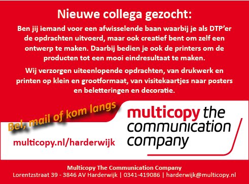 harderwijk39's tweet photo. Wij #zoeken een #nieuwe #collega voor ons team!
#Vacature #Multicopy #Harderwijk #DTP https://t.co/nb4dFsZ52B