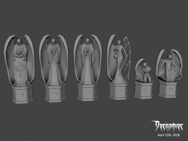 PlayDreadmire's tweet photo. We do not only make weapons for Dreadmire, the surroundings also get some some love as well. Here are some gothic statues. 

#3D #3Dart #3Dmodelling #gamedev #gameart #videogame https://t.co/GDkSscIacj