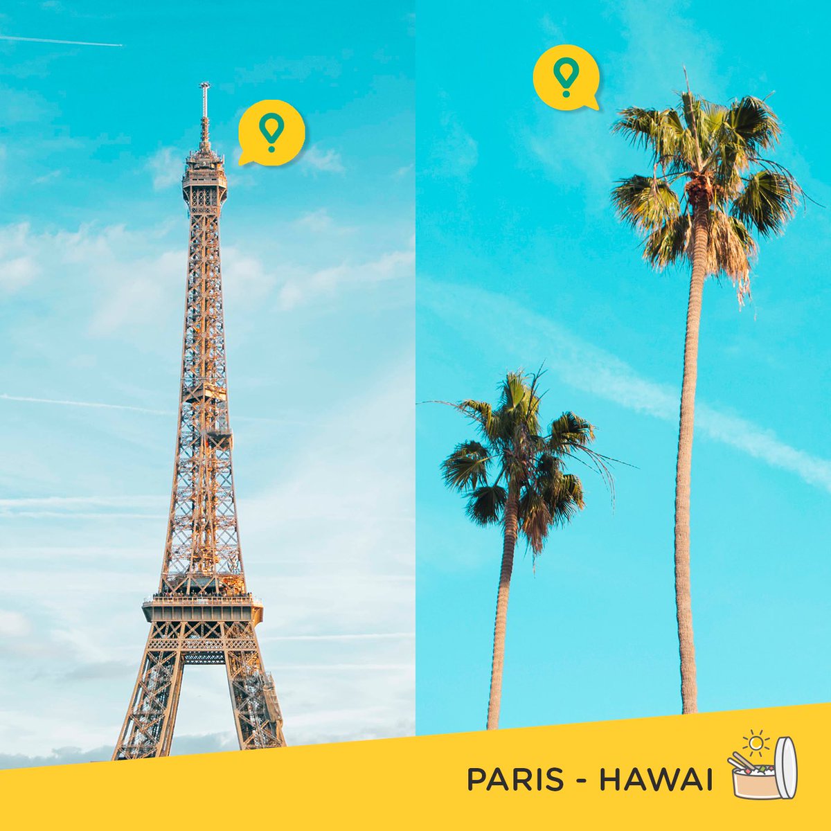 Direction #Hawaï pour votre pause dej’ : Pokés et jus tout frais livrés pour 1€ seulement sur Glovo 🌴🌺☀️#summeriscoming