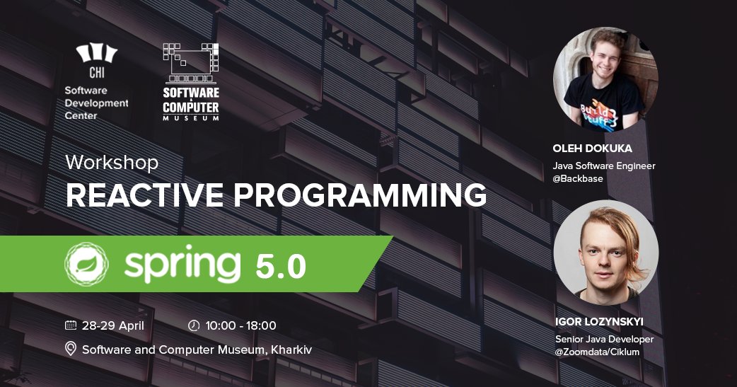 chisoftware's tweet image. 2 days workshop for #Java developers, interested in #reactiveprogramming, kicks off on April 28. Organizer - @chisoftware 😎 
Register now: goo.gl/HWwBMs  
Event agenda &amp;amp; venue: facebook.com/events/1256139…
#RxJava #spring #javaspring #springboot #chisoftware #chisw