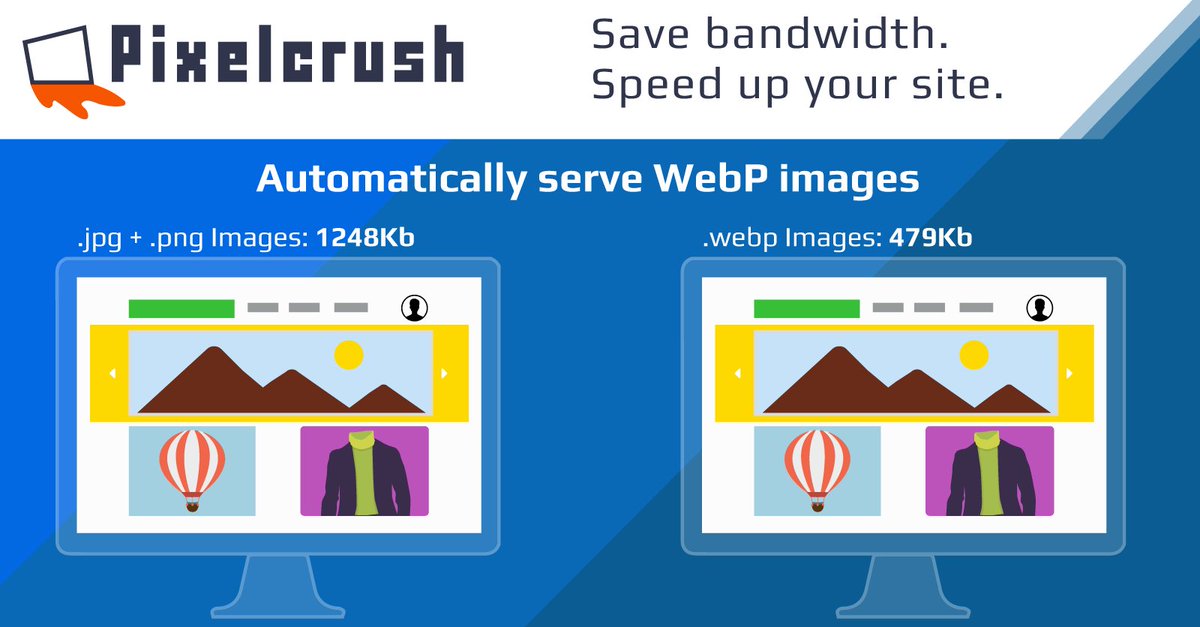 Compress your images up to 20% more with Pixelcrush Automatic WebP Conversion. Save bandwidth, speed up your site, and improve your user experience. buff.ly/2EGpquQ