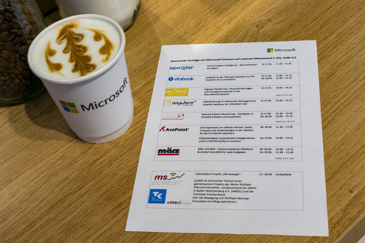 MS_PublicSector's tweet photo. Microsoft ist diese Woche auf der #conhIT2018 in Berlin. Neben spnnenden Vorträgen am Stand C – 101 in Halle 4.2 gibt es sensationellen Kaffee! #conhIT https://t.co/PI4CqwQnjo