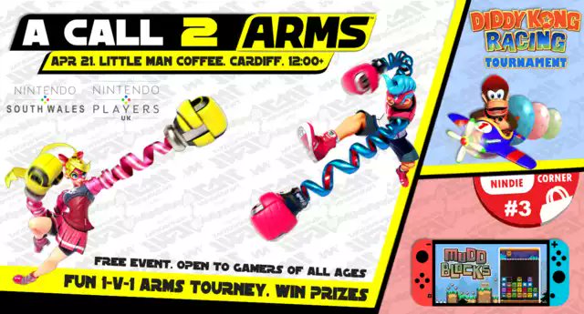 <a href="/thearcadevaults/">The Arcade Vaults</a> <a href="/CardiffEvents/">Cardiff Events</a>
Could you retweet our free event <a href="/littlemancoffee/">Little Man Coffee</a> on Saturday from 12pm? This month is all about stretchy fun with ARMS, cracking fun in Diddy Kong Racing and Mutant Mudds slinging in our indie corner. Prizes to be won too!
facebook.com/events/1627839…