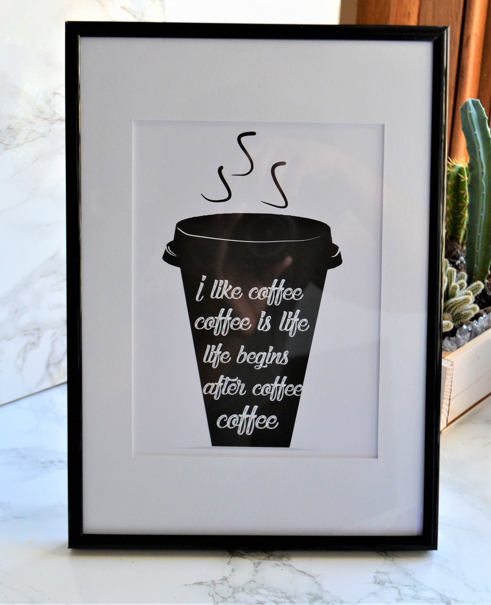 SplashTextPrint's tweet photo. For all the coffee drinkers out there.  Decorate your desk or wall with this A4 print.  Link in bio #print #officedesk #homedecor #monoprint #design #coffee @VBEmporium https://t.co/itL7gWycym