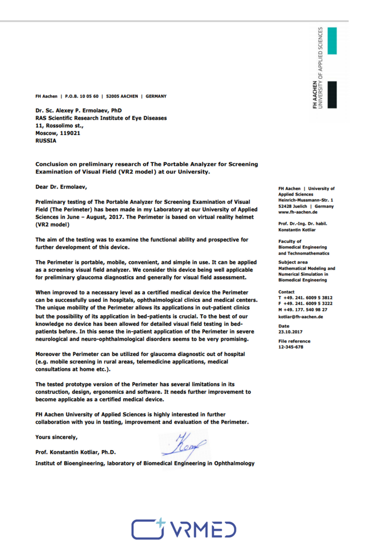 vrmedio's tweet photo. ▪️At the Autumn 2017 the VR MED headset approbation process has finished at FH Aachen University of Applied Sciences. You can read the review given by professor of the Institute of Bioengineering - Konstantin Kotlyar over here⬇️ https://t.co/EZhiHmW4SU