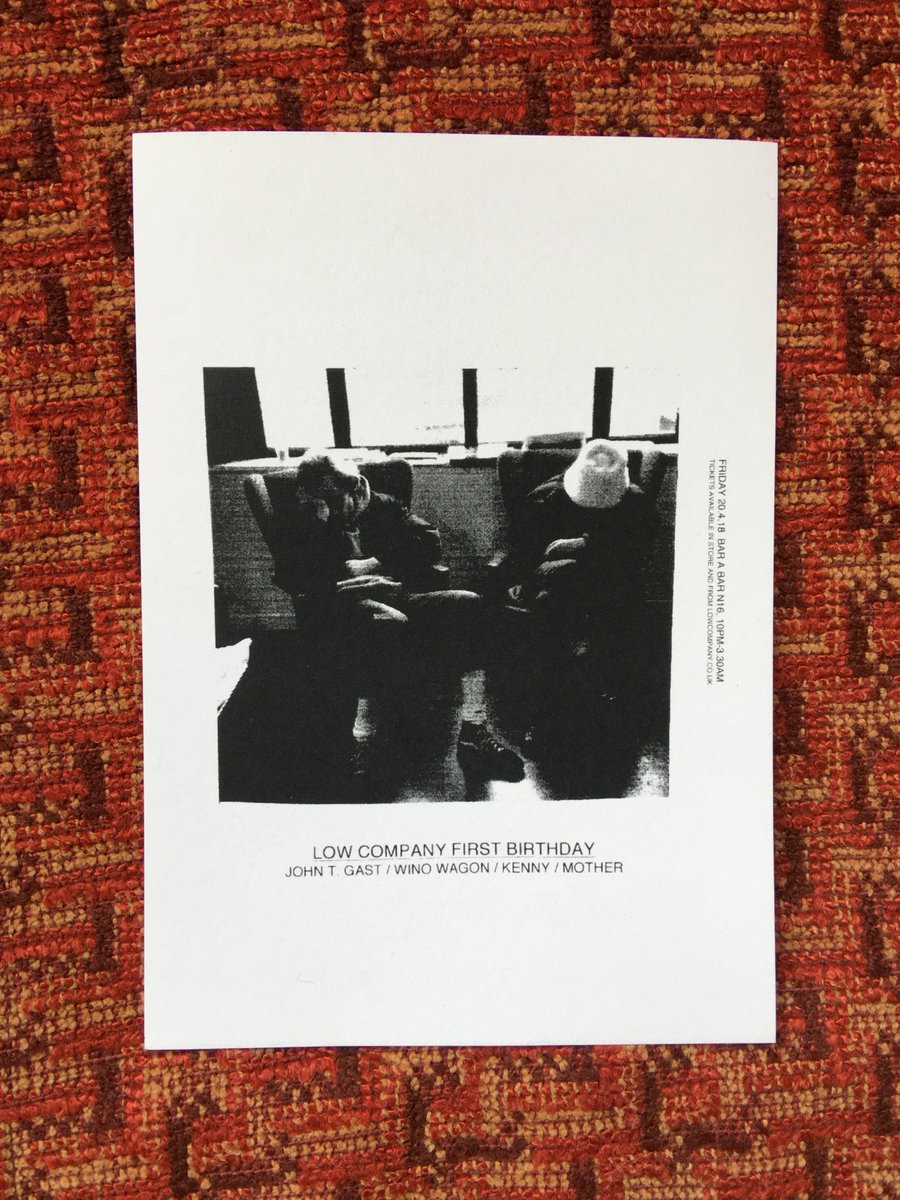 This Friday 20th April!!! LOW COMPANY 1st BIRTHDAY: JOHN T. GAST (live) | WAH WAH WINO djs | KENNY WHITE b2b MOTHER @ Bar A Bar, London N16. Tickets/info: bit.ly/2qCtE2j
