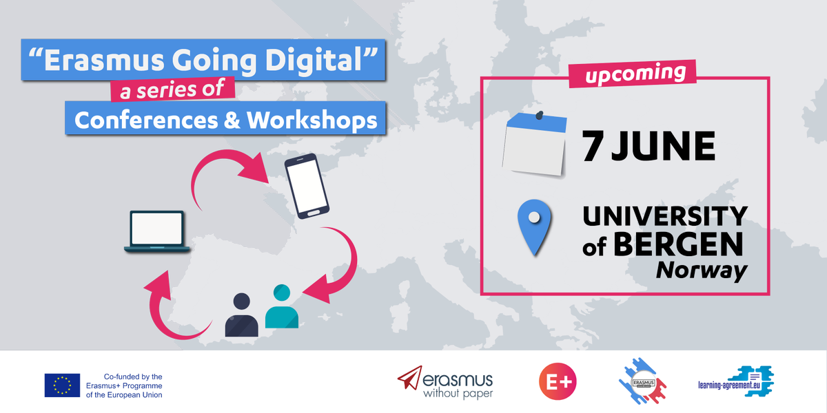 🔝Working with student mobility and need a hand with administrative tasks? Attend the Erasmus Going Digital event on June 7th in Bergen (Norway) and learn by doing!

➡️Info&amp;registration: uib.no/en/internation…