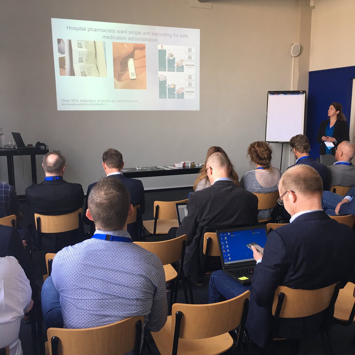 judith2509's tweet photo. Sessie van start! #barcodes #standards #hl7 #ihe #gs1 #traceability #healthcare @EstherPeelen @nictiz #ascom #medicalphit #medeye @ErikZwarter #repoint @Type2Solutions #weekonnect https://t.co/082vA0v6RE