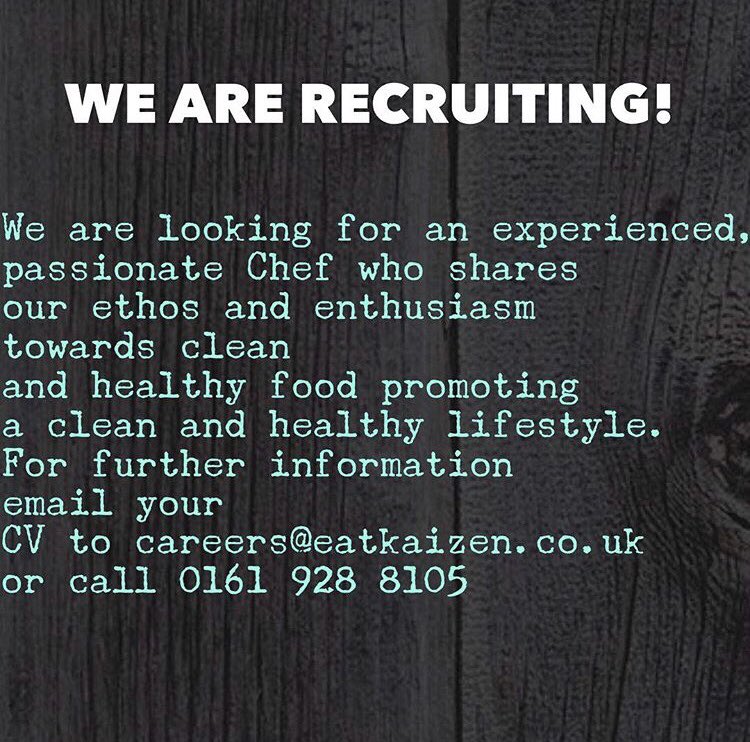 EATkaizen's tweet photo. JOB OPPORTUNITY...

🔘 Passionate about cooking
🔘 Experienced
🔘 Hard worker 

GET IN TOUCH 👇🏽👇🏽

#Chef #Altrincham #Opportunity #CleanEating #Recruiting #CheshireLife https://t.co/mjobgL8mex