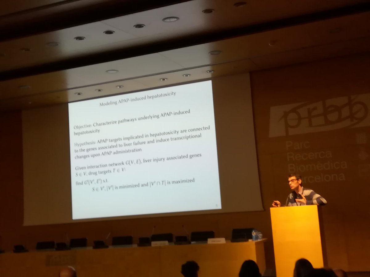 GRIB_Barcelona's tweet photo. @emreg00 talking at #ECTB2018 about network-based modelling if APAP-induced hepatotoxicity using interactomics and transcriptomics data @UPFBarcelona @the_prbb @UPFbiomedia https://t.co/6CshkYo32W