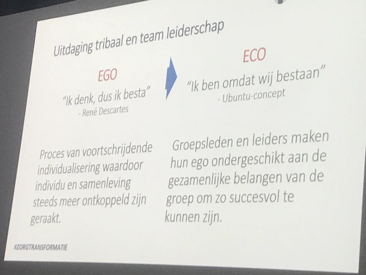 #zorgtransformatie Erik Heineman: Van ‘ik denk dus ik besta’ naar ‘ik ben omdat wij bestaan’.