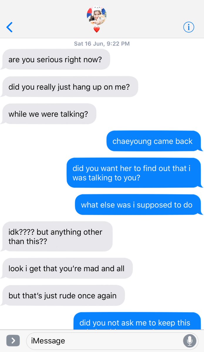“Sorry, I have to go.” Dahyun told the girl she was facetiming. “I’ll text you later.”“Wait-“ Sana tried but the girl already hung up. “Who were you talking to?” Dahyun just shook her head. “Should I go? So you can finish that conversation?”“No, no, it wasn’t important.”
