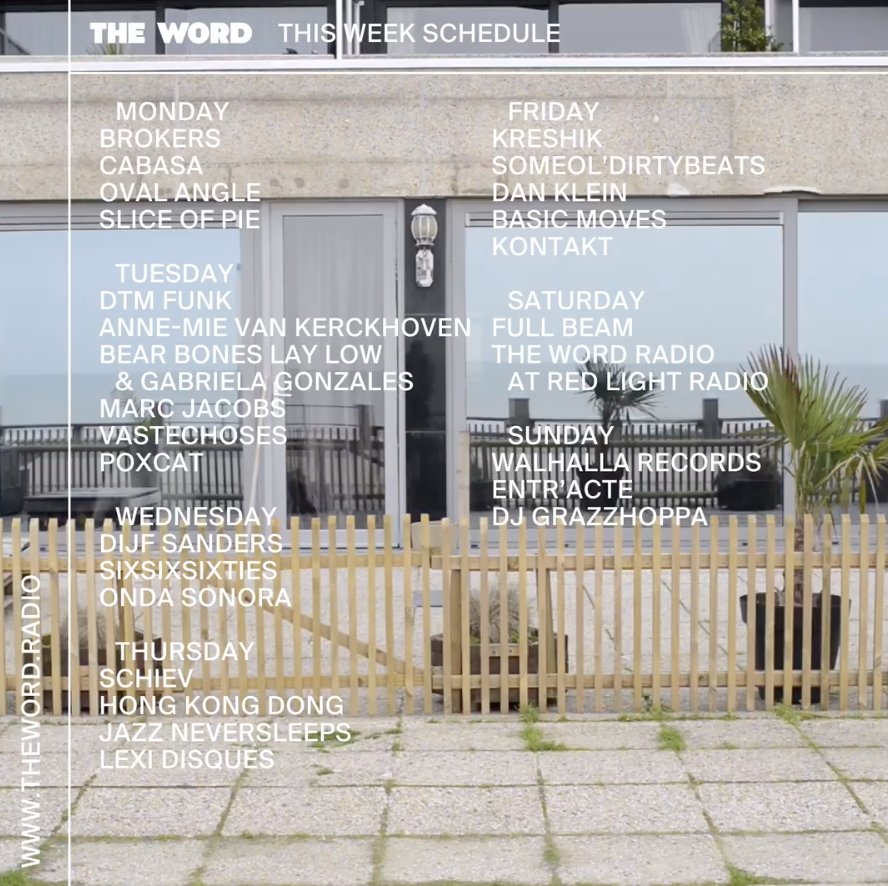 Line-Up this week: First-timers, guests, residents and #TheWordRadio live from @Red_Light_Radio (Mika Oki, Nobuo, Offshore § and Nicholas Lewis). 

theword.radio

Music: Aymeric de Tapol - J'ai dansé avec elle (on Lexi Disques)