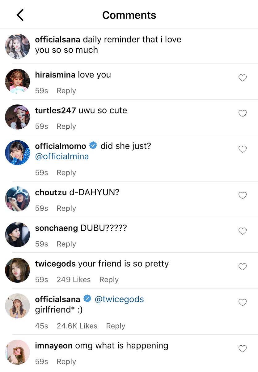 “Sorry, I have to go.” Dahyun told the girl she was facetiming. “I’ll text you later.”“Wait-“ Sana tried but the girl already hung up. “Who were you talking to?” Dahyun just shook her head. “Should I go? So you can finish that conversation?”“No, no, it wasn’t important.”