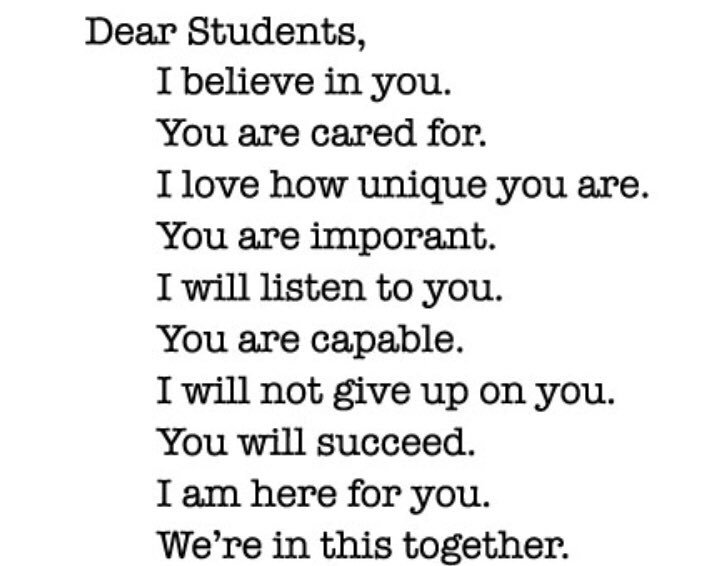 NowakRo's tweet photo. Let students know that you believe in them, you care for them, that you are in this with them. 

Let your encouragement be more than words. Show them they are special, they are unique, they matter. 

#bekindEDU #kidsdeserveit #tlap #LeadLAP #JoyfulLeaders #edchat #TeacherMyth https://t.co/vJABtmDhLG