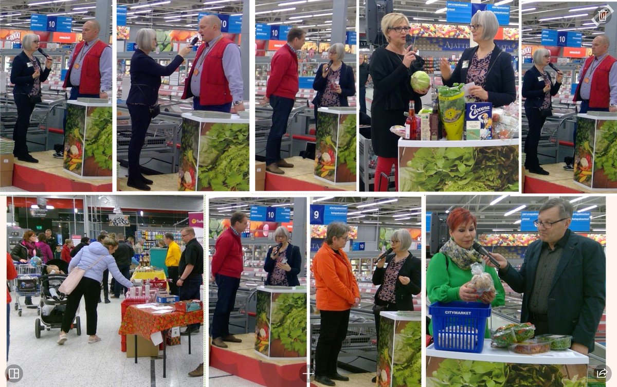 KoskiGroup's tweet photo. K-#Citymarket #Kouvola #kauppakeskus #veturi. #Kauppias Simo ja Anne Hiltunen pitävät  #lähiruokaa esillä. https://t.co/Te2AGyRk5k