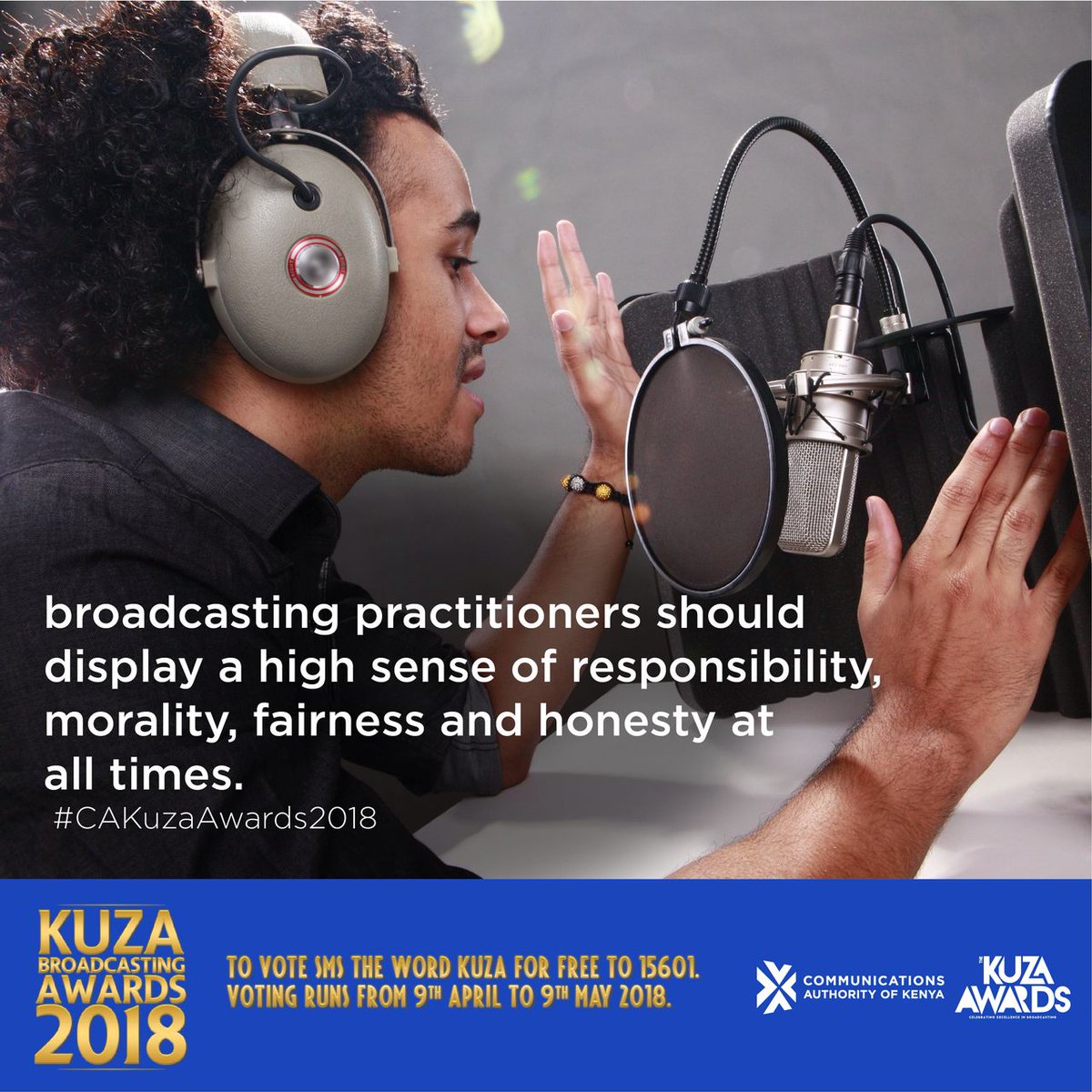 Locham_David's tweet photo. @CA_Kenya Broadcasting has an immediate and lasting impact on the public and therefore demands that its practitioners display a high sense of responsibility, morality, fairness and honesty at all times @KibetBenard_
#CAProgrammingCode
#CAKuzaAwards2018 
#SMSKuzaTo15601 https://t.co/LJxNTTGJF4