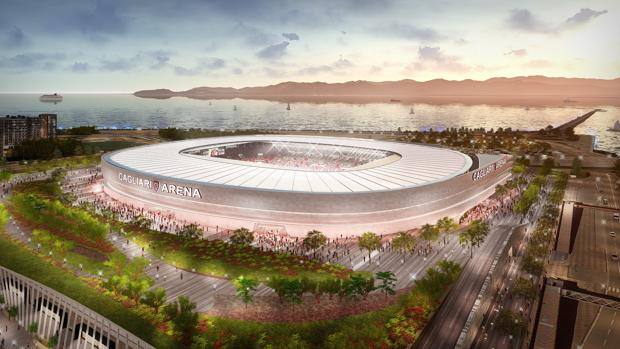 MatteoPedrosi's tweet photo. #Cagliari, ecco come sarà il nuovo stadio: impianto da 25mila spettatori, progetto firmato dal gruppo Sportium, budget 60m€, consegna prevista 2021. #CagliariArena https://t.co/PTZMuGp6cr