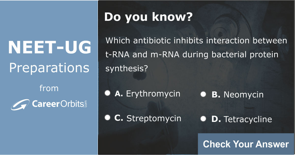 NEETUG2019's tweet photo. Test how prepared you are for NEET!

☑ Click on the below link to check your answer.
☑ Clear doubts with detailed solution.
☑ Revise your concepts smartly.
☑ Learn to practice the right way.

Visit: https://t.co/Qehx6X3WkH

#NEET2018 #NEET #NEETQuestion #Biology https://t.co/eUUFZ3sZ2V