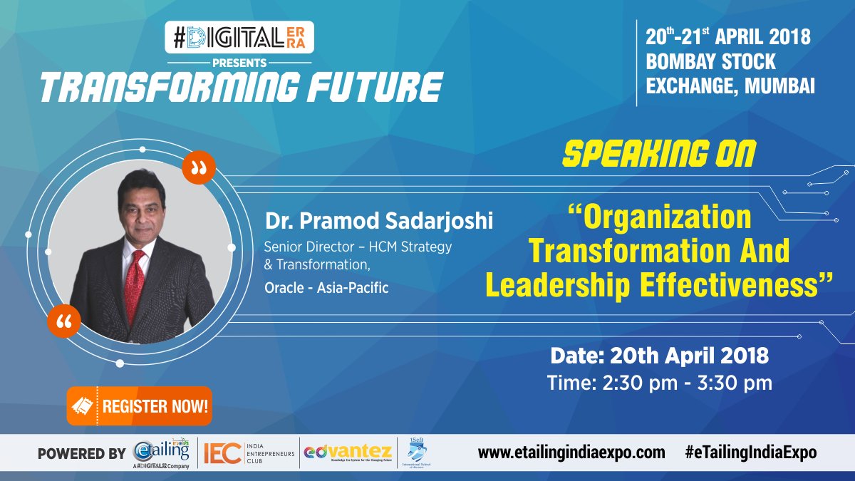 eTailingIndia's tweet photo. Incredibly excited to have a senior, C-suite HCM professional @Dr_Pramod_S, of @Oracle as a part of #eTailingIndiaExpo
Visit: https://t.co/aG43Aw5Bel 
#ecommerce #retail #startups #technology #innovation #business #electronics #sales #commerce #India #digital #marketing #mobile https://t.co/l6A8V6OKDY
