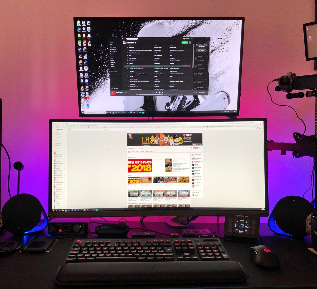 lionheartx10's tweet photo. PC RGB on point! @LogitechG @ASUS_ROGUK #logitechG560 #ultrawide https://t.co/mEerQ0YFtd