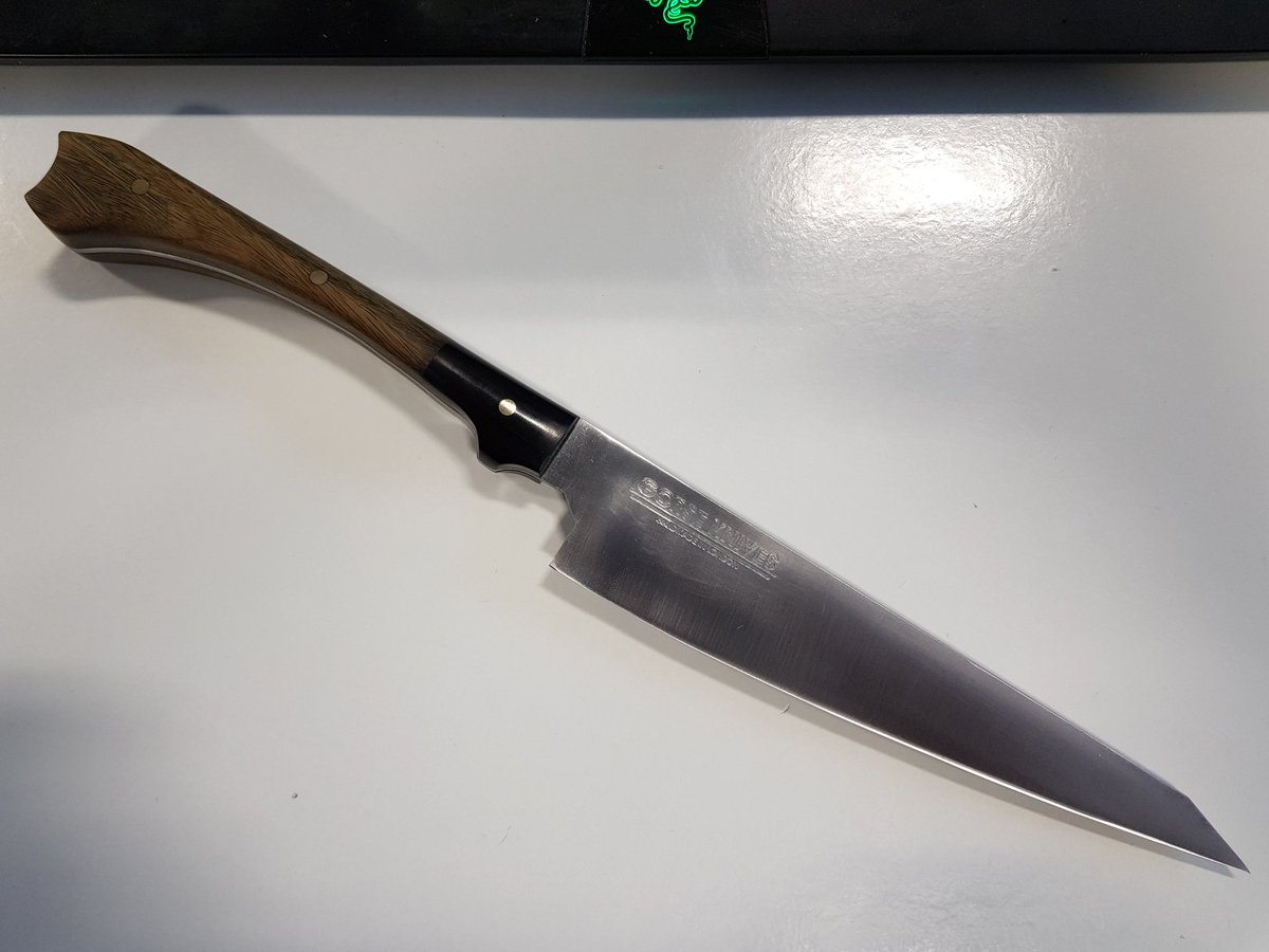 The newest addition to the collection (and more importantly, to the kitchen). Thank you @GorseKnives #handmade #customknife