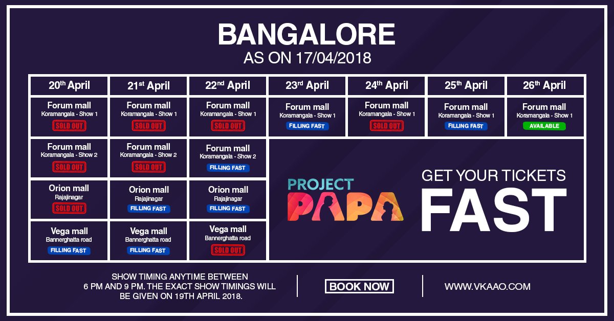 projectpapafilm's tweet photo. Booking update for BANGALORE.
Many shows are already SOLD OUT, with the others fast filling.
Book Now: https://t.co/8ymodU4JYu
#ProjectPapa #MovieMakers #TellHimNow #FilmMaking #Actors #Writers #Director #IndependentCinema https://t.co/sJYRTld6tZ