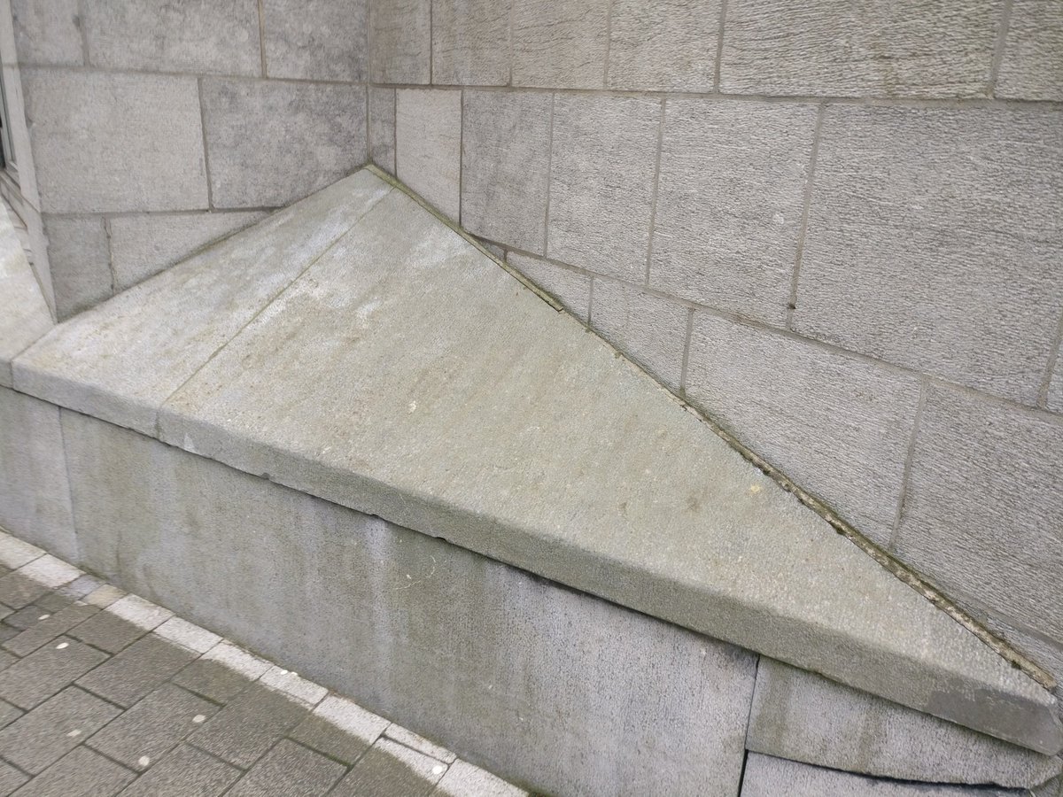 HomelessnesEire's tweet photo. Just a few examples of hostile architecture that can be seen around Galway. All designed to make it hard for the homeless living here to find a place to rest. Is this city ready for @galway2020 ? #homlesscrisis @NUIGSU @galwaysimon @GalwayCityCo https://t.co/Ga43NSjN7r