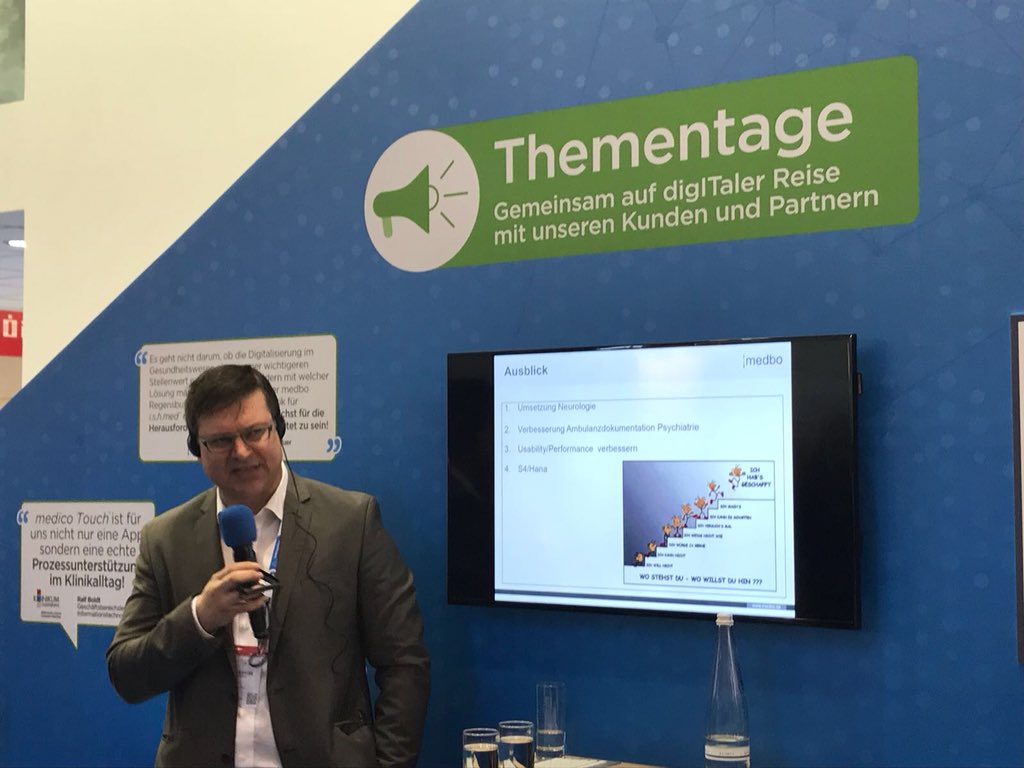 CernerDE's tweet photo. Gut besucht: Unser erster @conhIT-Thementag zur digitalen Kurve mit Jürgen Schedlbauer von der #Medbo... Anmeldungen für die 14-Uhr-Veranstaltung und unsere anderen Thementage sind noch möglich 👉 Halle 4.2, Stand B-105... #Digitalisierung https://t.co/bBdh3qwl7J