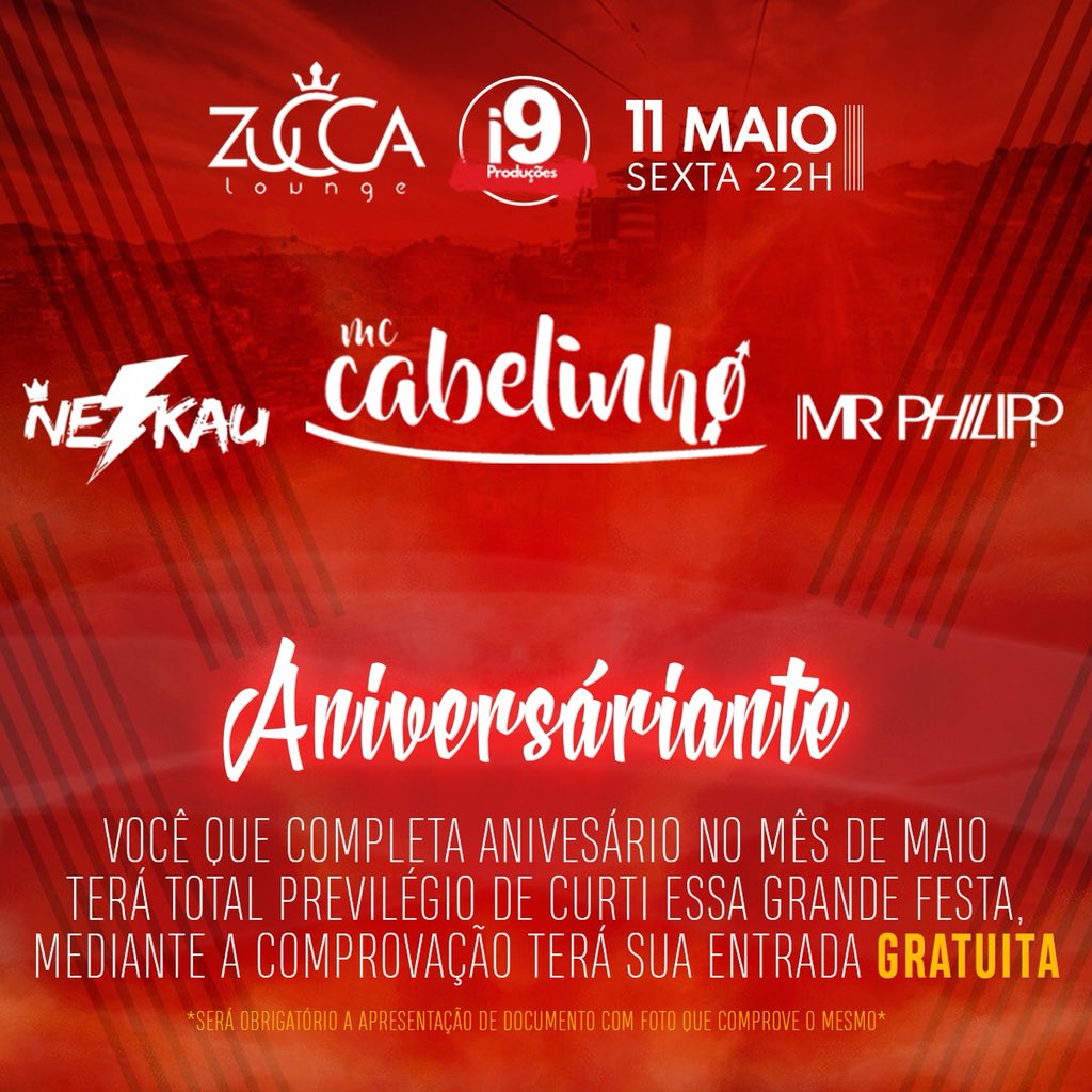 laryssa_raposo's tweet photo. ERA PROMOÇÃO DE ANIVERSARIANTE QUE VOCÊS QUERIAM??

TÁ AFIM DE CURTIR SEU ANIVERSÁRIO COM O MC CABELINHO ? ENTÃO VEM 💥💥🕺🏻💃🏽 https://t.co/EI3jlqSHSl