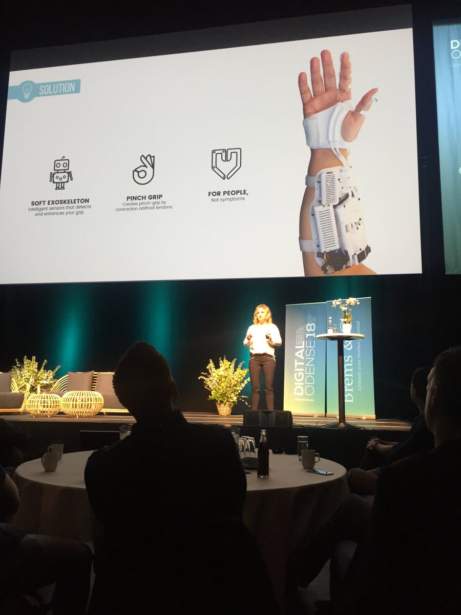 DigitalOdense's tweet photo. Sofie Woge, CEO &amp; Founder, Tendo: ”Vi har været heldige at komme tidligt ind på exoskeleton-markedet, der er spået at gå fra $80 mio. i 2016 til $2,5 mia. i 2025. Og hvordan differentierer vi os så, når der er så mange om buddet. Vi fokuserer på brugeren." #digitalodense #dktech https://t.co/ik5sptldkj