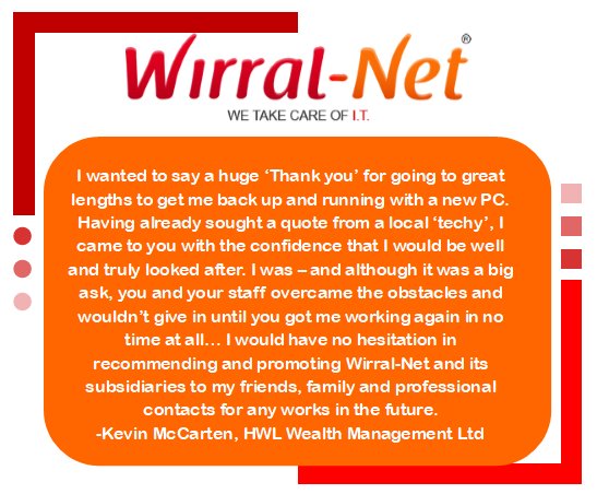 halcyon_nw's tweet photo. What one of our valued customers has to say about Wirral Net!
📞Call our team today on 0151 678 4545
📧enquiries@wirral-net.co.uk
#ITsupport #ITSupportLiverpool #ITLiverpool #TechSupport https://t.co/ydrHXKfJpl