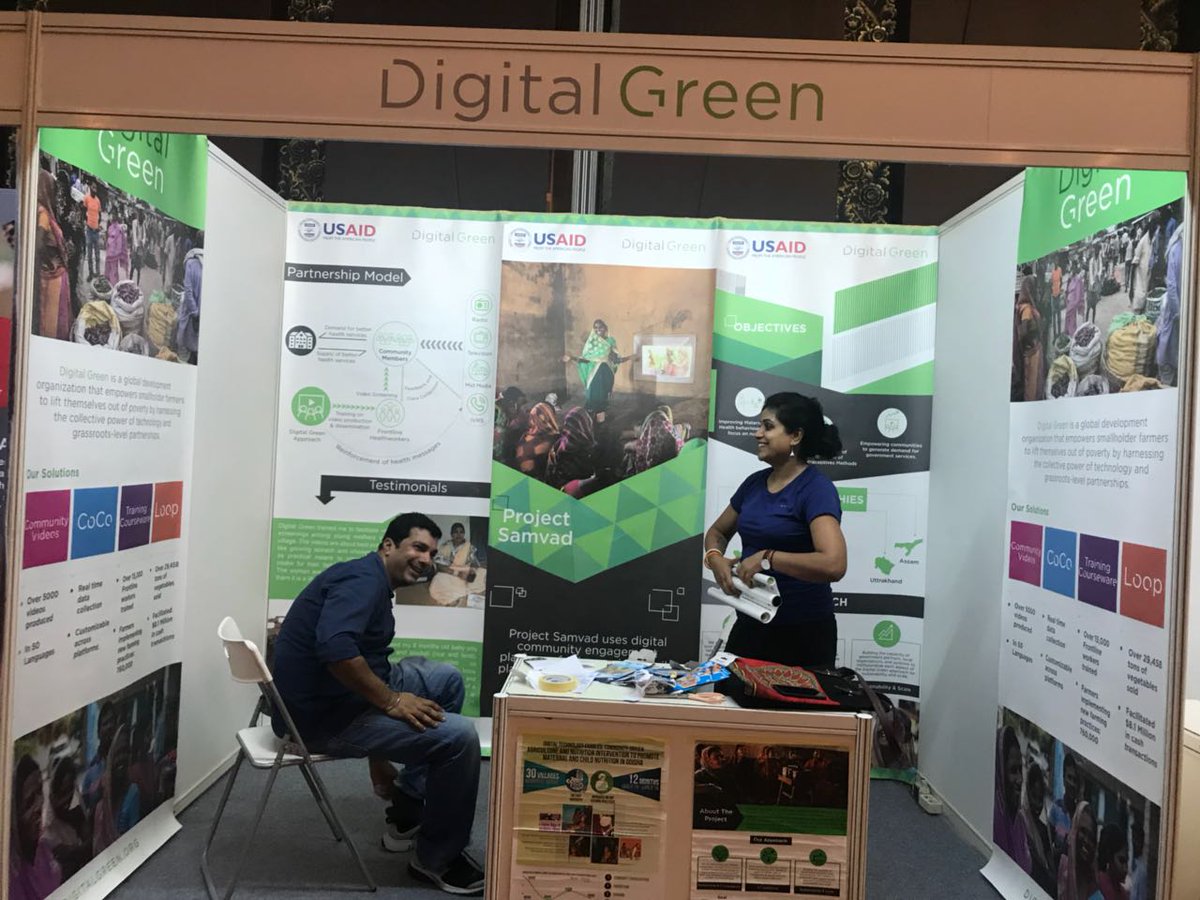 digitalgreenorg's tweet photo. Excited to be setting up our stall at the #SBCCSummit in #Indonesia. Catch our panel discussion and skill building workshop on #CommunityVideos. Also, drop by for a quick look and chat with @Reetzzy and @shuvin at Booth 2 in the expo hall. #SamvadProject https://t.co/mjyA0dcZZO