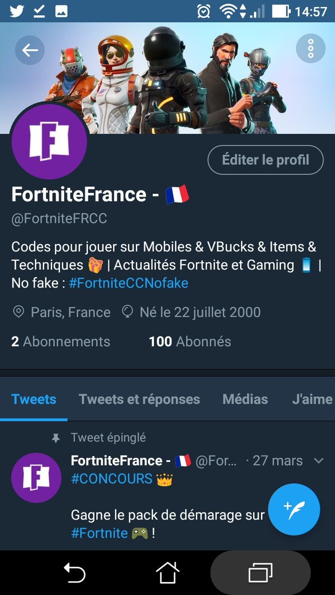 FortniteFRCC's tweet photo. 100 Followers merci infiniment les amis je vous prépare un gros concours V-buck vous inquiétez pas https://t.co/vSlyybKArD