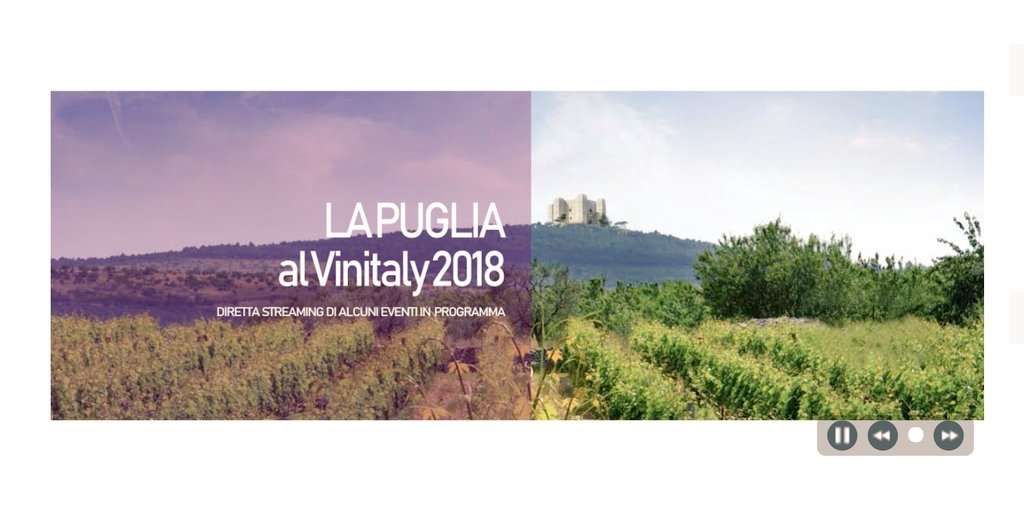 DiGioiaLeonardo's tweet photo. Sul sito della @RegionePuglia è possibile seguire le dirette streaming della #Puglia al @VinitalyTasting 
Qui sotto il link https://t.co/AeCdfJ91A4 https://t.co/vtgOqu030a