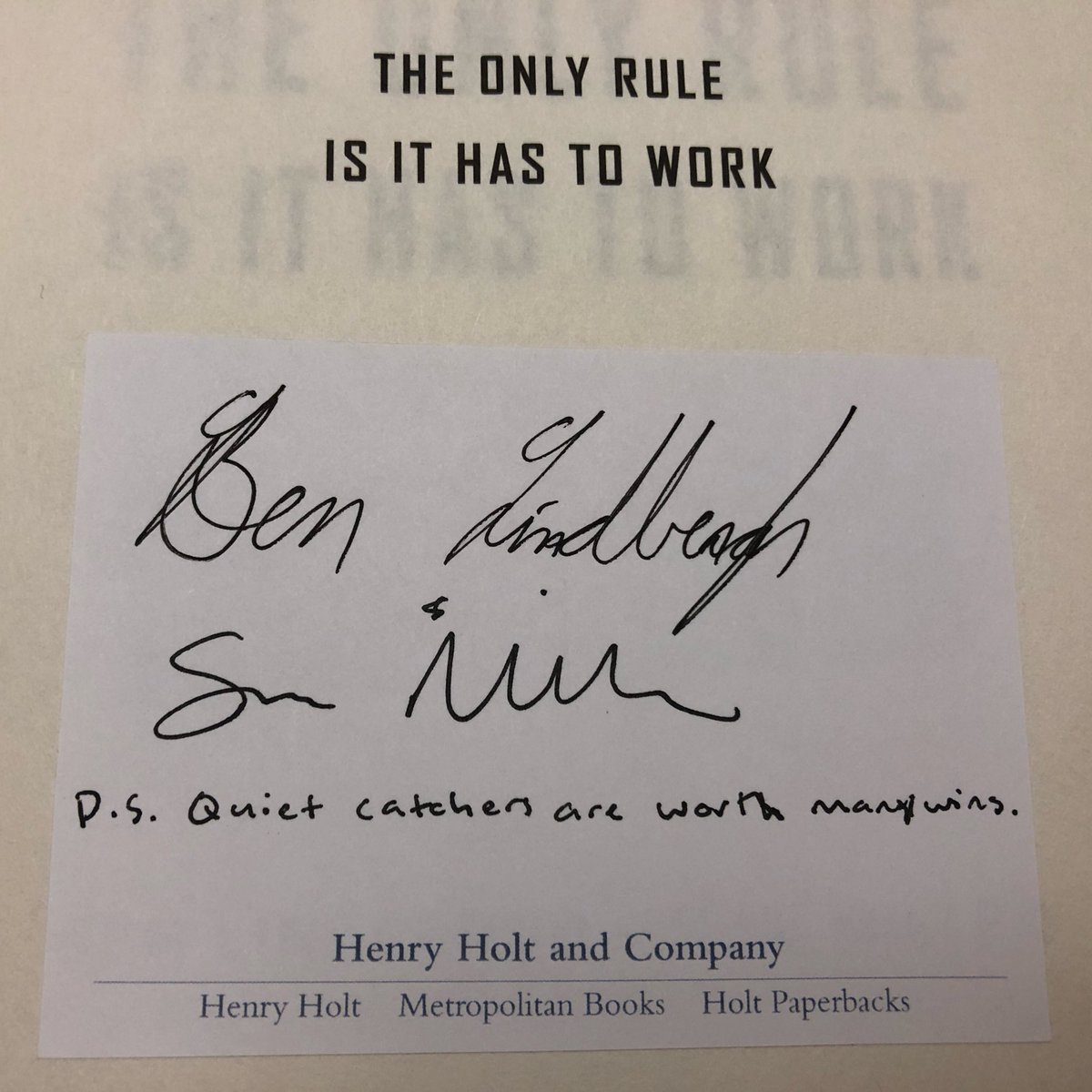 EricoTheriault's tweet image. @SamMillerBB @BenLindbergh just read The Only Rule Is It Has To Work a second time...thanks for words of wisdom “Quiet catchers are worth many wins.” #Wisdom #TaoOfBaseball #TheOnlyRuleIsItHasToWork