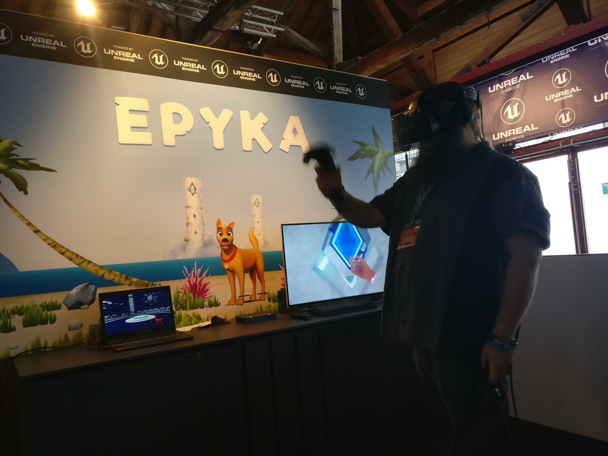 ReadyUp's tweet image. #VR is usually a big part of any @EGX show floor, and it's been no different at #Rezzed2018! We played #EPYKA, by @SingularVR, a game where you're an archaeologist solving puzzles on a mysterious island, guided by a dog!