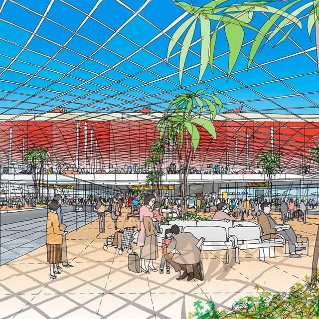 NarinderSagoo's tweet photo. An airport drawing from the archive #airport #drawing #china #people #colour #sky #ink #architecture #design #designcommunications #twitter https://t.co/PwnjS2GFfg https://t.co/PF6k0xBgwp