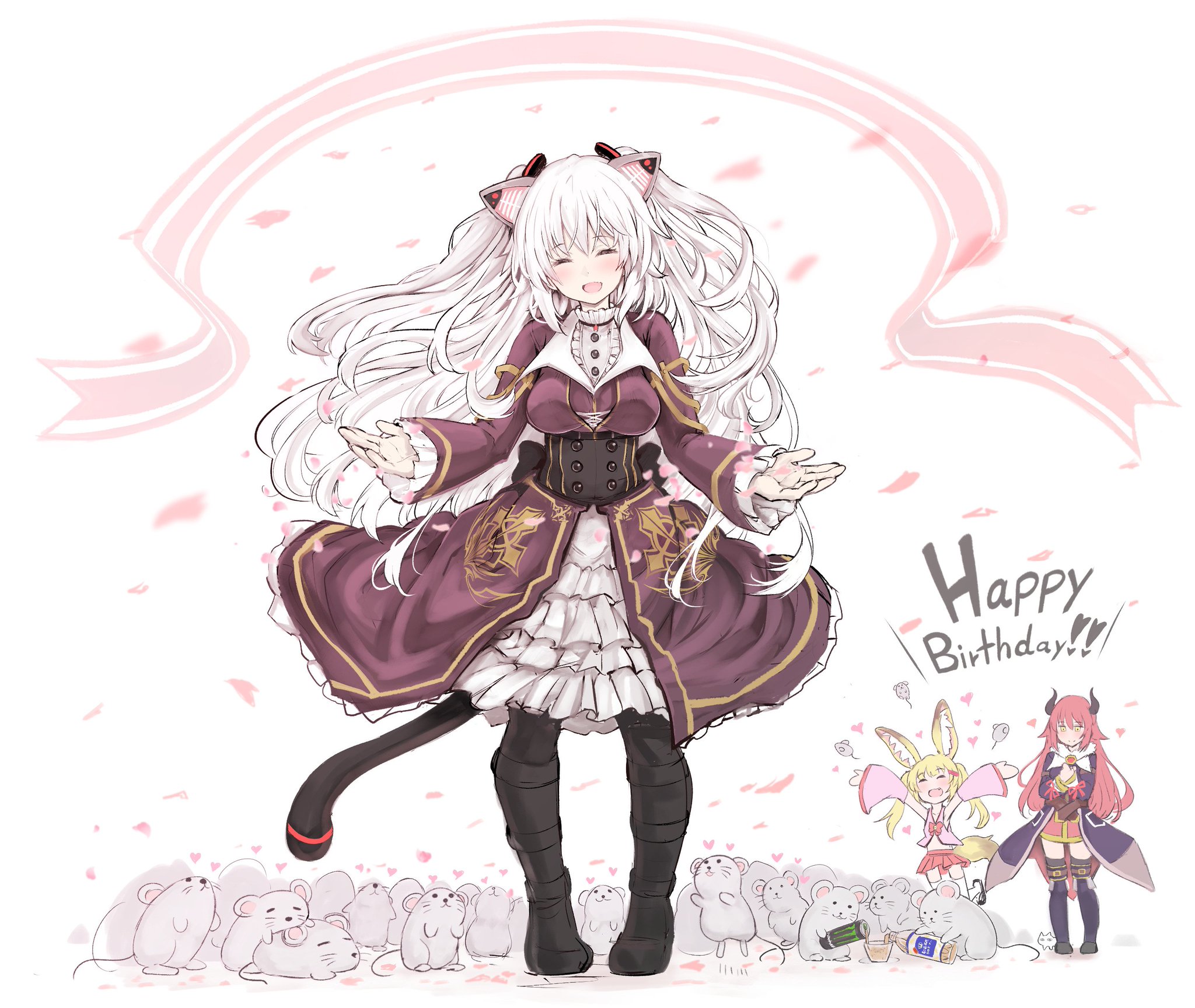 PTD on X: お誕生日おめでとー！ のらちゃんもお父さんものじゃおじさんも ネズミさんもみんな大好きっ！(∵)ノ #Nora_Cat  #のらきゃっと #のらきゃっと生誕祭2018 #バーチャルのじゃろり狐娘Youtuberおじさん #魔王ヘルネス  t.coeBUED5Kx9X  X