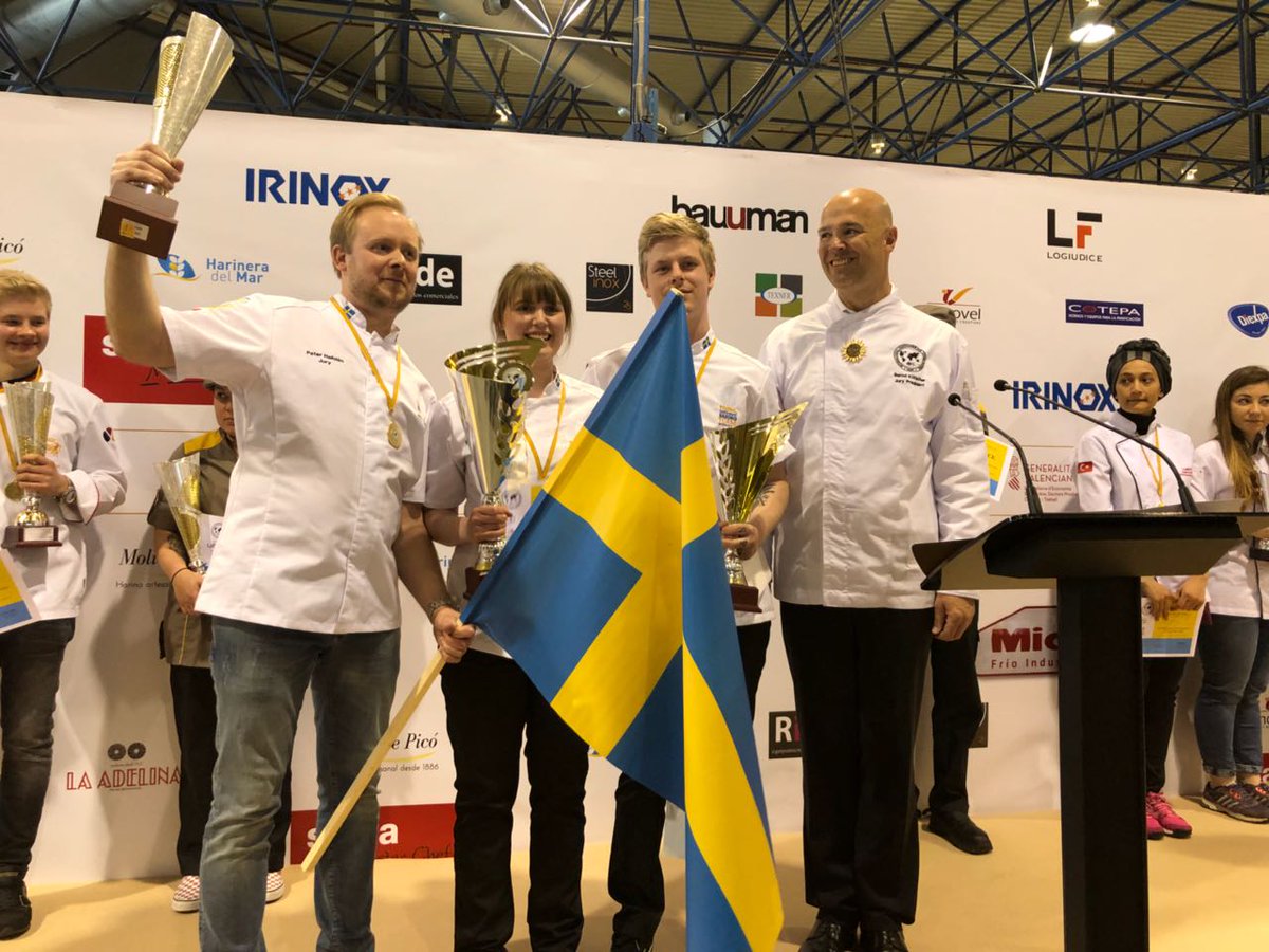 UIBC_'s tweet photo. Sweden, CONGRATULATIONS!! Winning team of this 47th International Competition for Young Bakers, holding the first and third place! Second place goes to France! #UIBC2018 @CEOPAN1 @UIBC @Feria_Valencia https://t.co/VUL2MpXj16