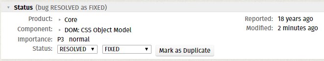 krkdev's tweet image. Reported 18 years ago, fixed 2 minutes ago. #bugzilla #firefox