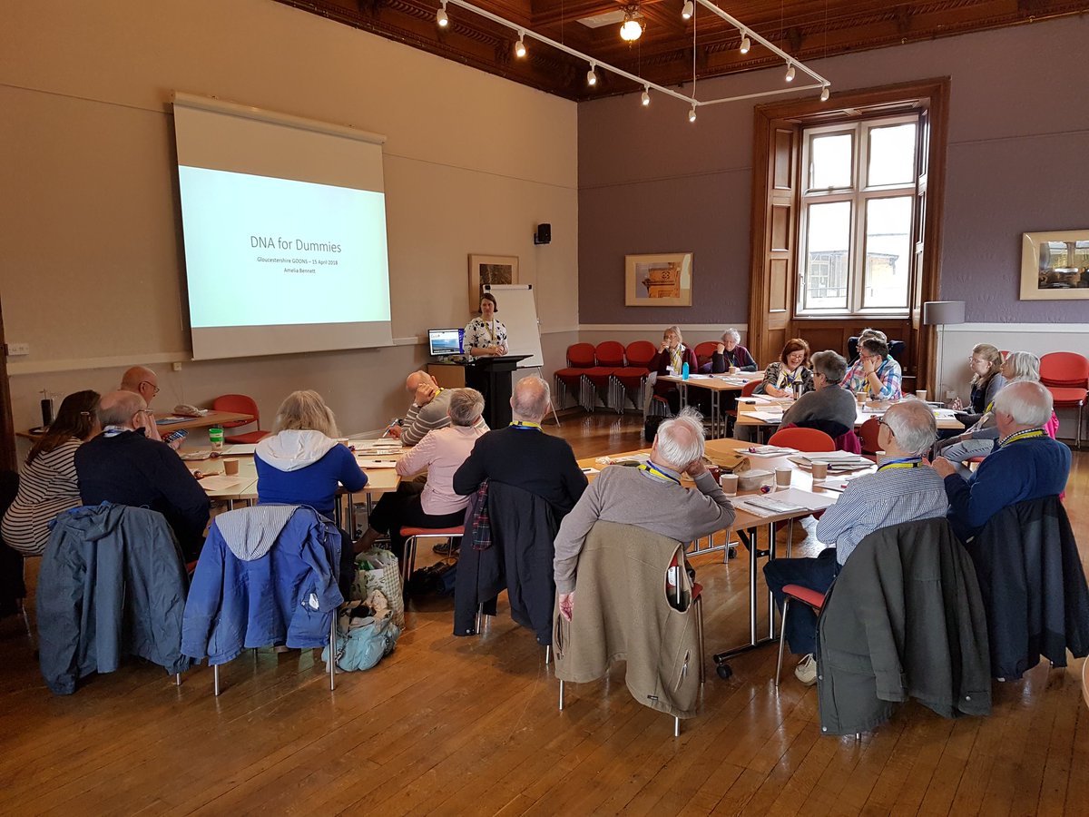AlanRMoorhouse's tweet photo. Spring 2018 @GuildOneName 21st Gloucestershire Regional Meeting @TheNationalStar session 1 "DNA For Dummies" by @MiaB2012 with @geraldcooke #GuildDNA https://t.co/IheYgITF5s
