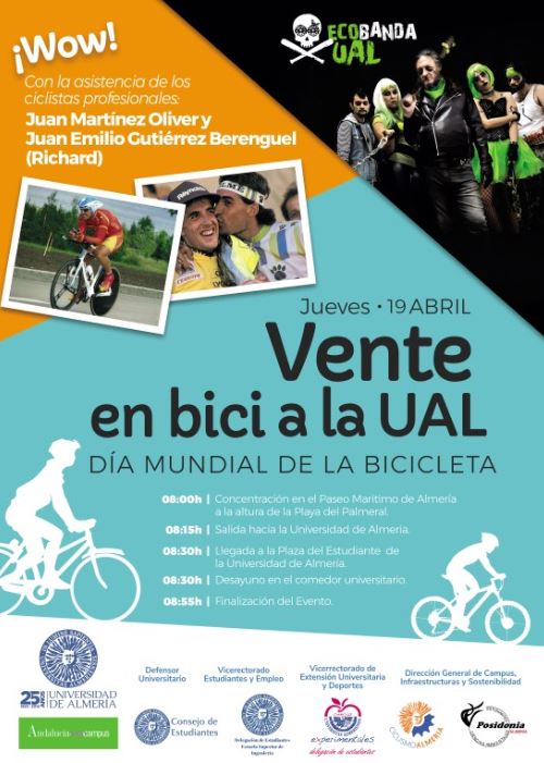ecoUALizate's tweet photo. ¡¡La #ecobanda de la #UAL sale a la calle!! ¡Vente con nosotros a la Universidad de Almería en el Día Mundial de la Bicicleta! Y desayunamos todos juntos.
#diamundialdelabici https://t.co/giX0vQUZk6