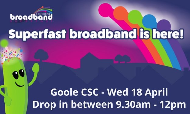 East_Riding's tweet image. Have questions about #GoSuperfast broadband? We’ll be at #Goole Customer Services Centre 9.30am-12noon on Wednesday 18 April. Come along and find out more about the roll of superfast in the #EastRiding.